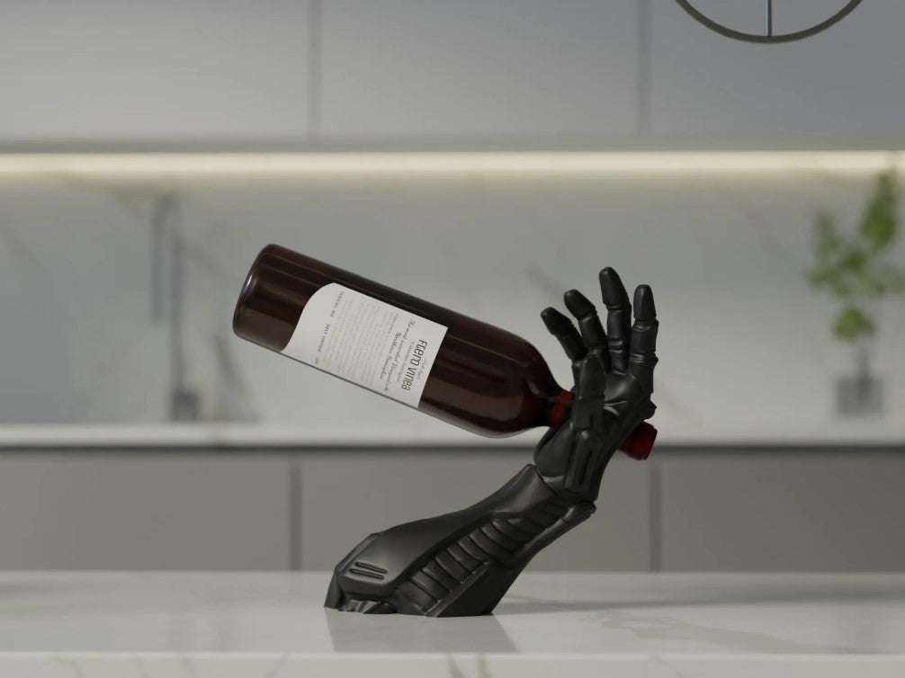 RoboPour - Futuristic Wine Holder Cyborg Arm