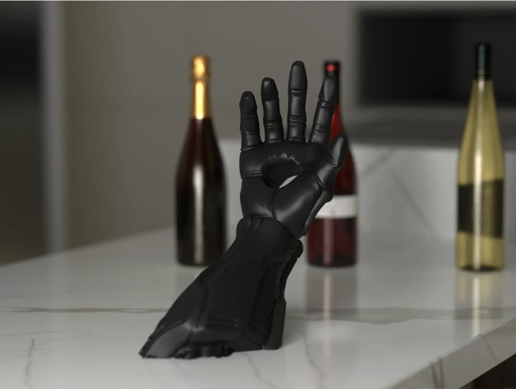 RoboPour - Futuristic Wine Holder Cyborg Arm