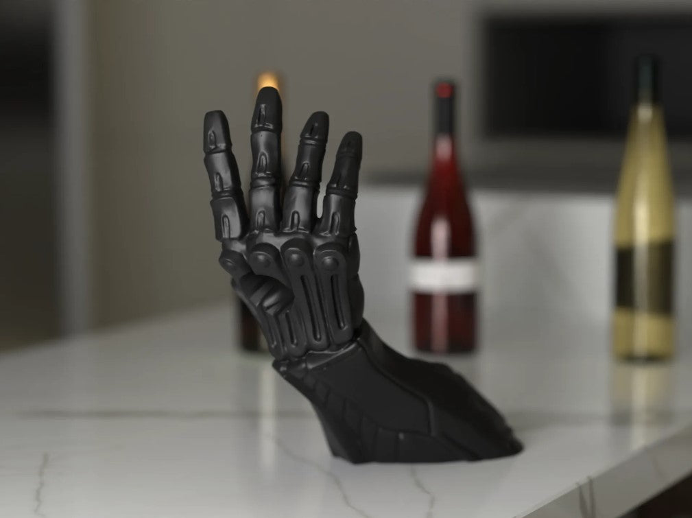 RoboPour - Futuristic Wine Holder Cyborg Arm